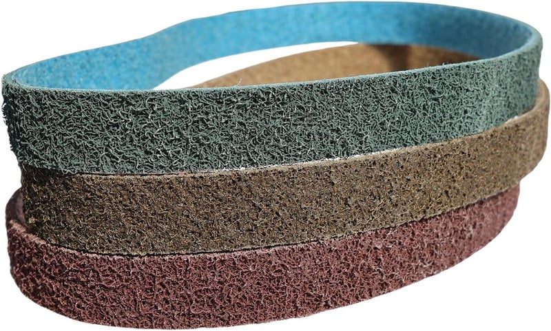 SACKORANGE 3 Pack 1-1/2 X 30 Inch Coarse, Medium, and Fine Grits Assortment Non Woven Surface Conditioning Sanding Belts for Pipe Tube Polisher Sander Metal Pole and Metal Fabricators Profession Sander Belt - Image 1
